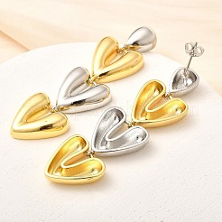 Серьги-гвоздики из латуни в форме сердца&nbsp;EJEW-F358-01GP