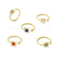 Offene Manschettenringe aus Edelstahl 304 mit Edelstein-Sonne für Damen&nbsp;RJEW-JR01064