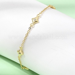 Armbänder aus Messing mit Mikropavé-Fassung und klaren Zirkonia in Sternform&nbsp;KK-CBA3629-01G