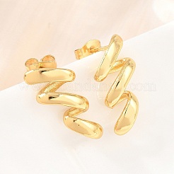 Boucles d'oreilles à clous ondulées en acier inoxydable 304 avec épingles en acier inoxydable chirurgical 316 pour femmes&nbsp;SA-CBAB549-02G
