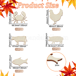 100 шт. 5 стиля необработанных деревянных вырезов WOOD-OC0002-90