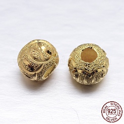 Rondelle placcate in vero oro 18k 925 perline testurizzate in argento sterling&nbsp;STER-M101-02-7mm