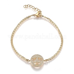 Bracelets en laiton à maillons en zircone cubique transparent&nbsp;BJEW-Z003-12G