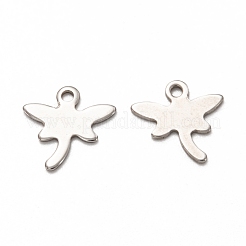 変色しない201ステンレススチールチャーム  レーザー切断  トンボ  ステンレス鋼色  12x12x1mm  穴：1.4mm&nbsp;STAS-I172-24P