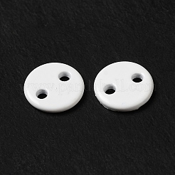 スプレー塗装された201ステンレススチールコネクタチャーム  フラットラウンド  ホワイト  6x1mm  穴：1mm&nbsp;STAS-I672-07A