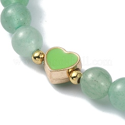 Braccialetti elasticizzati con perline rotonde naturali di avventurina verde&nbsp;BJEW-JB09881-03