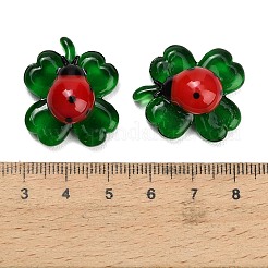 Handgefertigtes Kleeblatt aus Glaslampe mit Käferornament&nbsp;LAMP-C024-01
