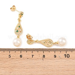 Серьги-гвоздики из латуни с микропаве и кубическим цирконием в форме каплевидной формы&nbsp;EJEW-C172-08G