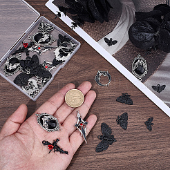 32 stücke 8 arten gothic halloween thema legierung emaille anhänger&nbsp;FIND-BM0001-20