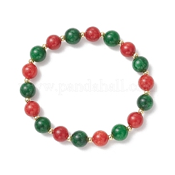 3 шт. браслет из окрашенного натурального малазийского нефрита и латунных круглых бусин&nbsp;BJEW-JB13445