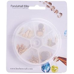 304ステンレススチールチャーム  混合形状  ゴールドカラー  プラスチックビーズ保存容器：10.3x1.7cm&nbsp;STAS-PH0018-27G