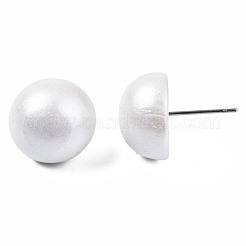 Расписные полукруглые деревянные серьги для девочек и женщин EJEW-T017-02H