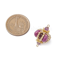 7 шт. подвески-соединители в форме ромба из окрашенной синтетической императорской яшмы двух цветов и стеклянных бусин ручной работы&nbsp;PALLOY-MZ00960