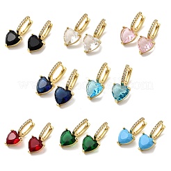 Серьги-кольца в форме сердца с микропаве из кубических цирконий из латуни EJEW-H171-07G