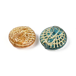 Плоский круглый с павлиньими стеклянными бусинами GLAA-T025-70M