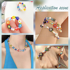 120шт. 4 набора стеклянных бусин миллефиори ручной работы LAMP-GO0001-14