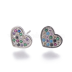 Латунь кубического циркония серьги стержня X-EJEW-E239-09P