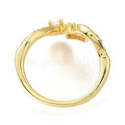 Открытые манжеты из латуни с микро-паве и кубическим цирконием для женщин&nbsp;RJEW-M022-36G