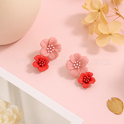 4 пара двухцветных сережек-гвоздиков из цинкового сплава и смолы&nbsp;EJEW-GO0002-04