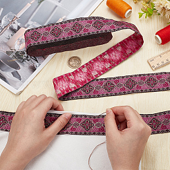Жаккардовые ленты из полиэстера с цветочным узором в этническом стиле DIY-WH0656-62