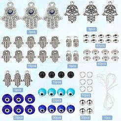 Наборы для изготовления браслетов с изображением руки хамсы и дурного глаза&nbsp;DIY-SC0020-39