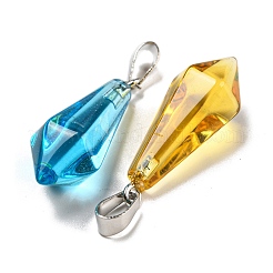 ガラスのペンダント  白金鉄パーツ  弾丸チャーム  ミックスカラー  31x12x11mm  穴：7x5mm&nbsp;GLAA-H029-03P