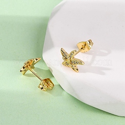 Латунные серьги из микро-паве прозрачного кубического циркония&nbsp;LS-EJEW-D328-03G-03