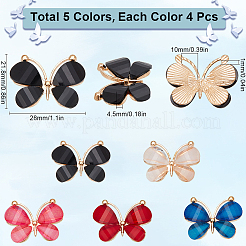 20 шт. подвески из сплава стекла с покрытием из светлого золота 5 цветов&nbsp;GLAA-SC0002-32