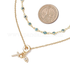 Подвеска в форме сердца и креста с прозрачным кубическим цирконием из латуни&nbsp;NJEW-JN05398-02