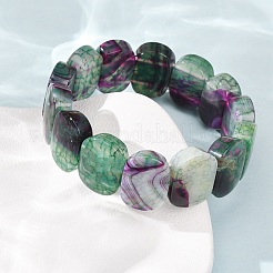 Bracelets extensibles en perles ovales d'agate naturelle veinée de dragon (teinte et chauffée) pour femmes et hommes&nbsp;GG-CBA9ACE-A14