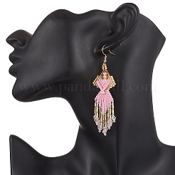 Серьги-подвески из стеклянных бусин ручной работы в форме ангела EJEW-MZ00538-03