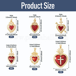 6pcs 6 styles pendentifs en laiton micro pavé de zircone cubique&nbsp;KK-TA0008-40