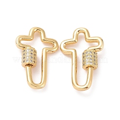 Латунные застежки для ключей из прозрачного кубического циркония&nbsp;ZIRC-TAC0005-02A-G