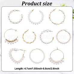 10 пара серег-колец из пластика и смолы с имитацией жемчуга в 10 стилях EJEW-AN0003-45