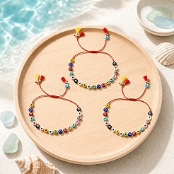 Ensembles de bracelets tressés en perles de verre filé à la main avec œil protecteur&nbsp;BT5726
