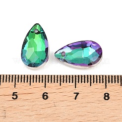 多面カットティアドロップガラスペンダント  ミディアム蘭  16x9x5mm  穴：1mm&nbsp;GLAA-O008-A21