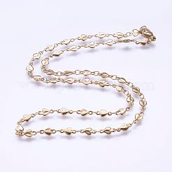 304ステンレススチールチェーンネックレス  カニカン付き  ハート  ミックスカラー  17.9インチ（45.5cm）&nbsp;STAS-P164-02