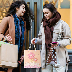 6 Stück rechteckige Geschenktüten aus Papier mit Blumen und Seilgriffen&nbsp;ABAG-TA0001-29B