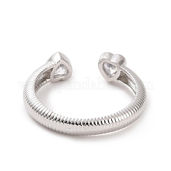 Кольцо-манжета с двойным сердцем из прозрачного циркония RJEW-H127-37P