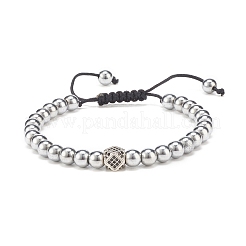 Bracciale con perline intrecciate poligonali in zirconi cubici a 4 colori con ematite sintetica&nbsp;BJEW-JB08048