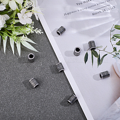 304ステンレススチール製ヨーロピアンチューブビーズ8個  大穴ビーズ  アンティークシルバー  12.5x10mm  穴：6mm&nbsp;STAS-HY0002-25