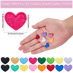 300 Stück 15 Farben Filz Herz Ornament Zubehör&nbsp;DIY-CP0012-88