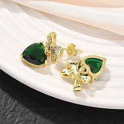 Pendientes colgantes de latón con micro circonitas cúbicas para mujer&nbsp;KK-CBA760A-05G-04