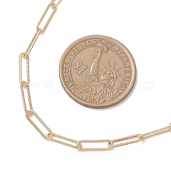 Цепочки-скрепки из текстурированной латуни толщиной 4 мм&nbsp;NJEW-JN05655