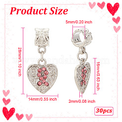 30 шт. европейские подвески-шармы из сплава розового цвета со стразами MPDL-OC0001-01