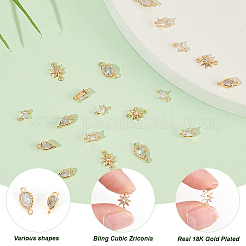 20 шт. 5 стиля латунные подвески-коннекторы с прозрачным кубическим цирконием&nbsp;DIY-AN0001-13