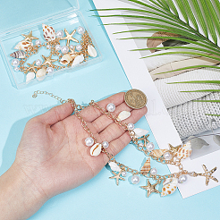 2 шт. летние пляжные цепочки на талию из натуральной ракушки и искусственного жемчуга из смолы&nbsp;AJEW-UN0002-13