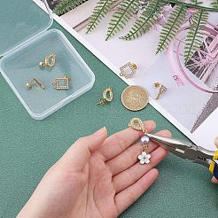 8個 4スタイル 304ステンレススチールスタッドピアス金具  ラインストーン付き  ループとイヤーナット/ピアスバックキャッチ  正方形＆楕円形＆三角形＆ティアドロップ  ゴールドカラー  クリスタル  16~18.5x11.5~13x2mm  穴：1.5mm  ピン：0.8mm  2個/スタイル&nbsp;STAS-UN0030-58