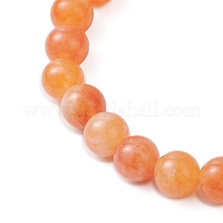 Окрашенный натуральный малайзийский нефрит круглые бусины эластичные браслеты для мужчин и женщин BJEW-JB12146-01