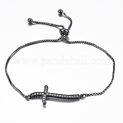 Регулируемые латунные браслеты-слайдеры из циркония BJEW-E317-43